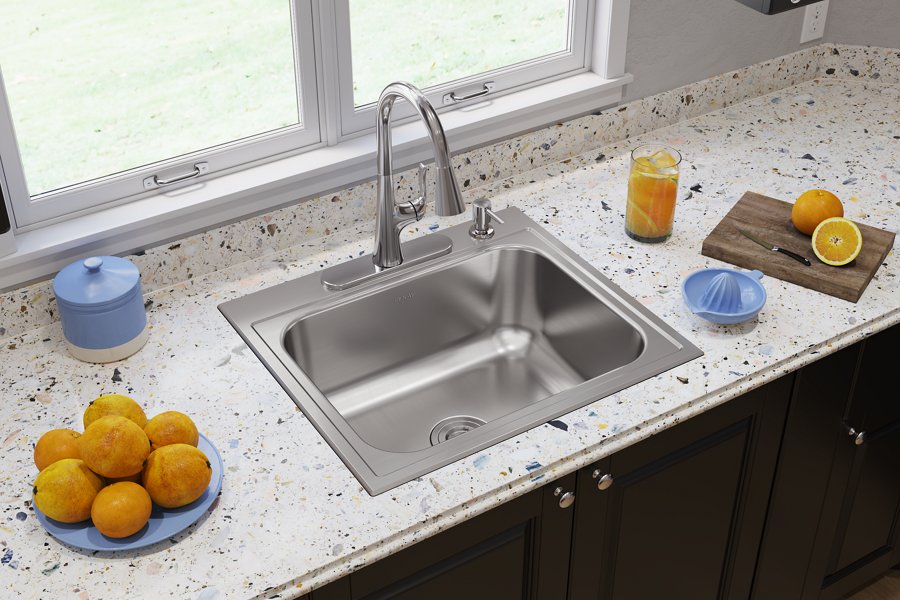 Parkway™ 25" x 22" x 9" Stainless Steel 4-Hole Single Bowl Drop-in Sink