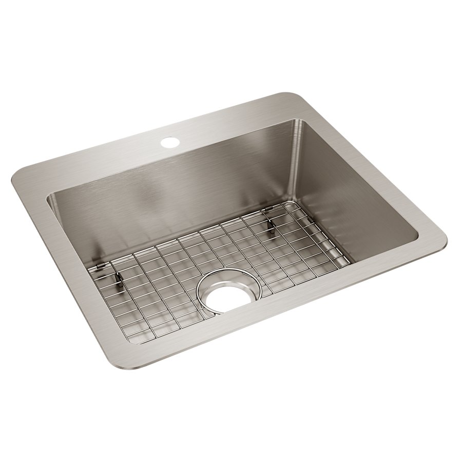 Avenue™ Stainless Steel 25" x 22" x 9" 1-Hole Single Bowl Dual Mount Sink Kit