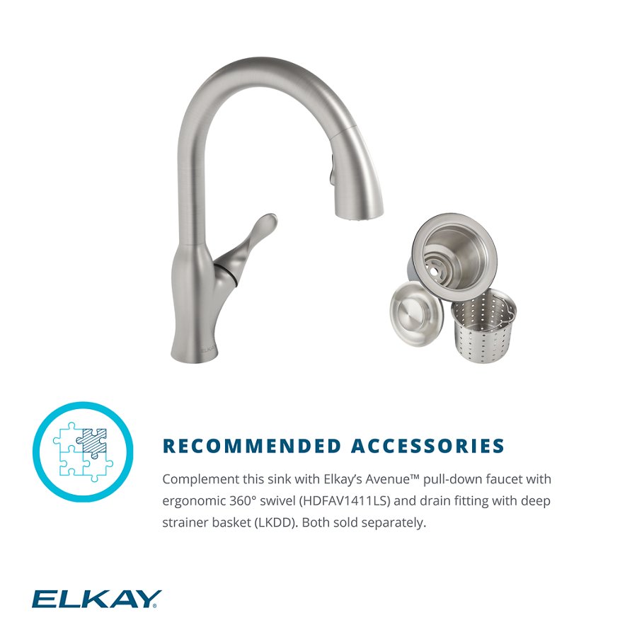 Avenue™ Stainless Steel 25" x 22" x 9" 1-Hole Single Bowl Dual Mount Sink Kit