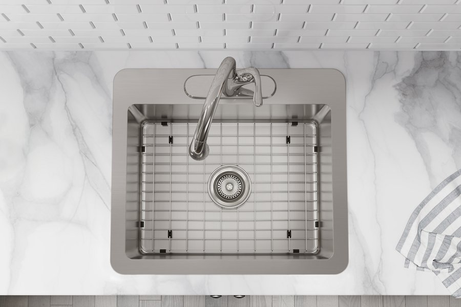 Avenue™ Stainless Steel 25" x 22" x 9" 3-Hole Single Bowl Dual Mount