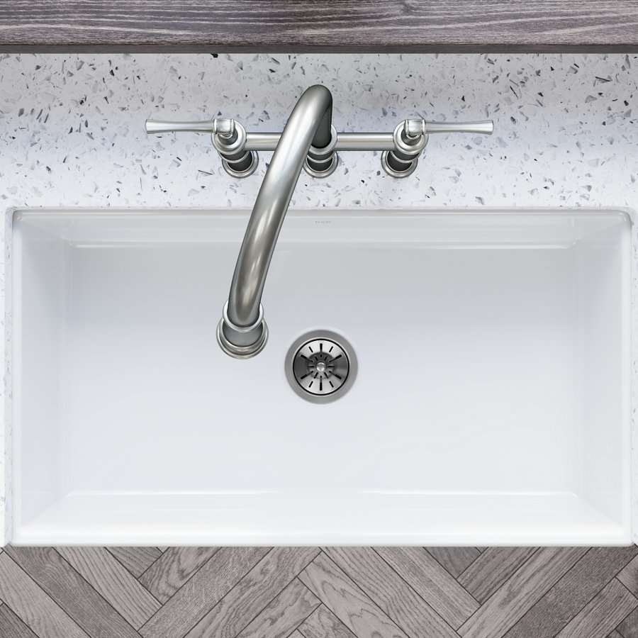 Burnham™ Fireclay 33" x 18" x 7-11/16" Single Bowl Undermount Farmhouse Sink White