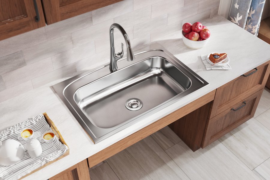 Pergola™ Stainless Steel 33" x 22" x 6" 1-Hole Single Bowl Drop-in ADA Sink