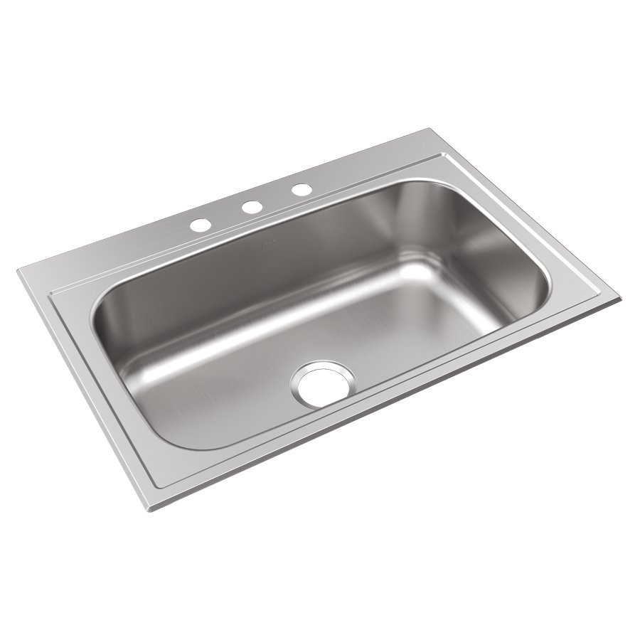 Parkway™ 33" x 22" x 9" Stainless Steel 3-Hole Single Bowl Drop-in Sink