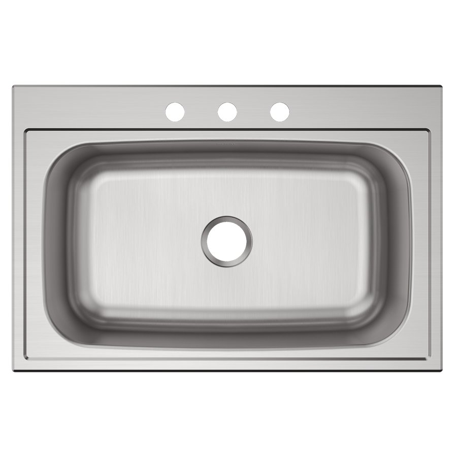 Parkway™ 33" x 22" x 9" Stainless Steel 3-Hole Single Bowl Drop-in Sink