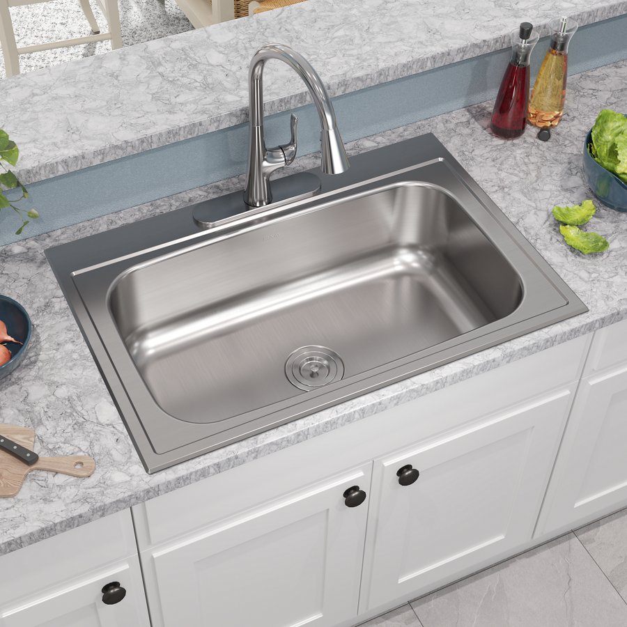 Parkway™ 33" x 22" x 9" Stainless Steel 3-Hole Single Bowl Drop-in Sink