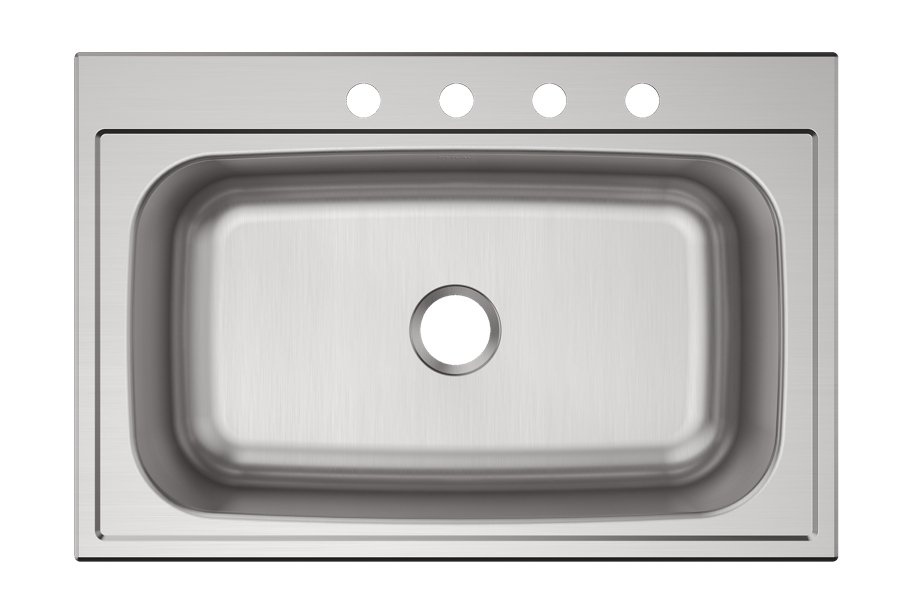 Parkway™ 33" x 22" x 9" Stainless Steel 4-Hole Single Bowl Drop-in Sink