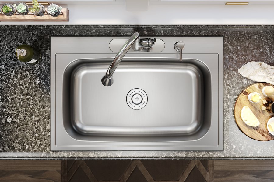 Parkway™ 33" x 22" x 9" Stainless Steel 4-Hole Single Bowl Drop-in Sink