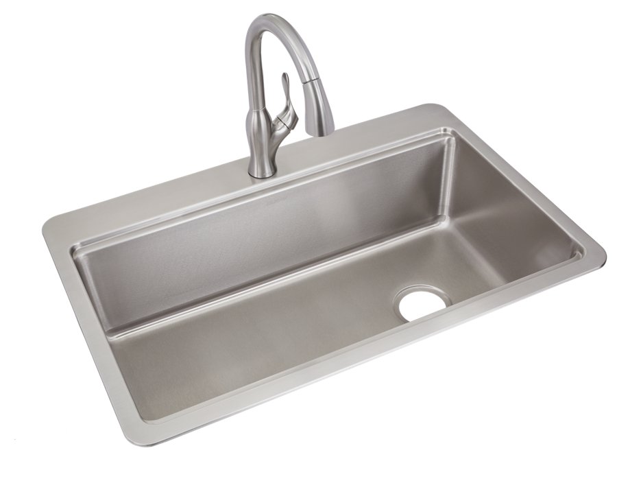 Avenue™ Workstation Stainless Steel 33" x 22" x 9" 1-Hole Single Bowl Dual Mount Sink Kit with Faucet