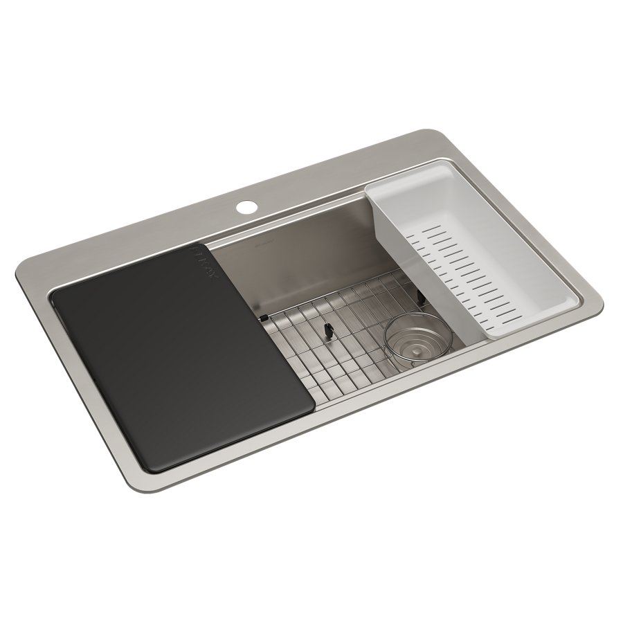 Avenue™ Workstation Stainless Steel 33" x 22" x 9" 1-Hole Single Bowl Dual Mount Sink