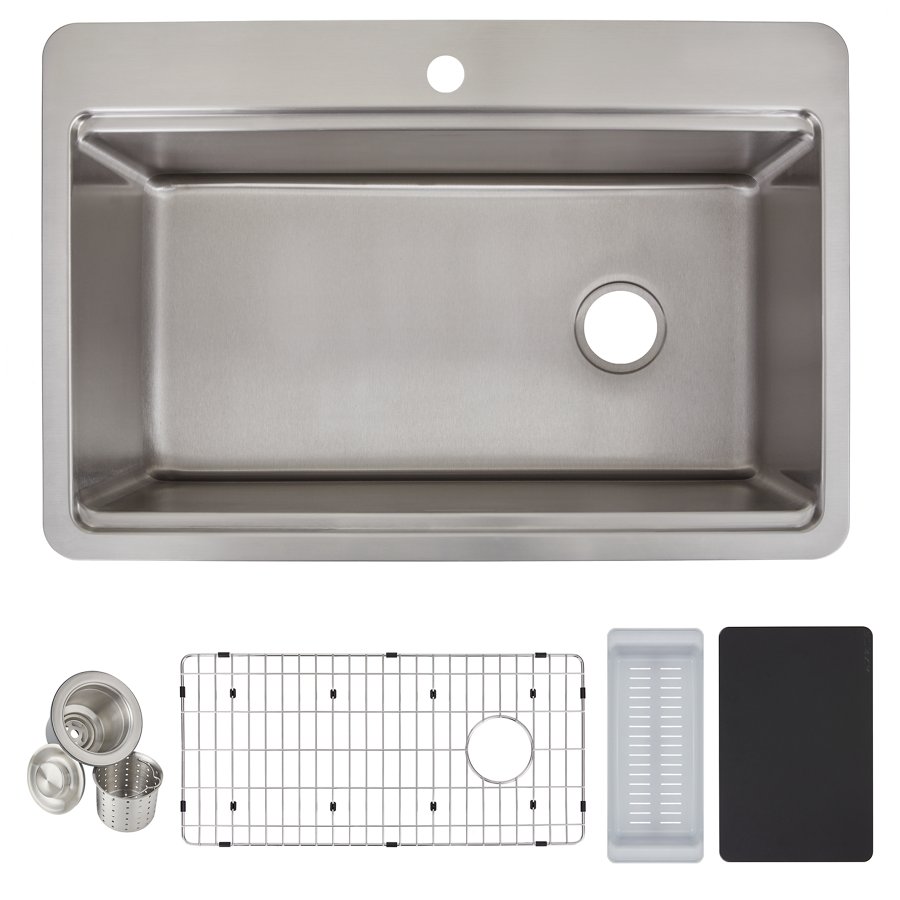 Avenue™ Workstation Stainless Steel 33" x 22" x 9" 1-Hole Single Bowl Dual Mount Sink