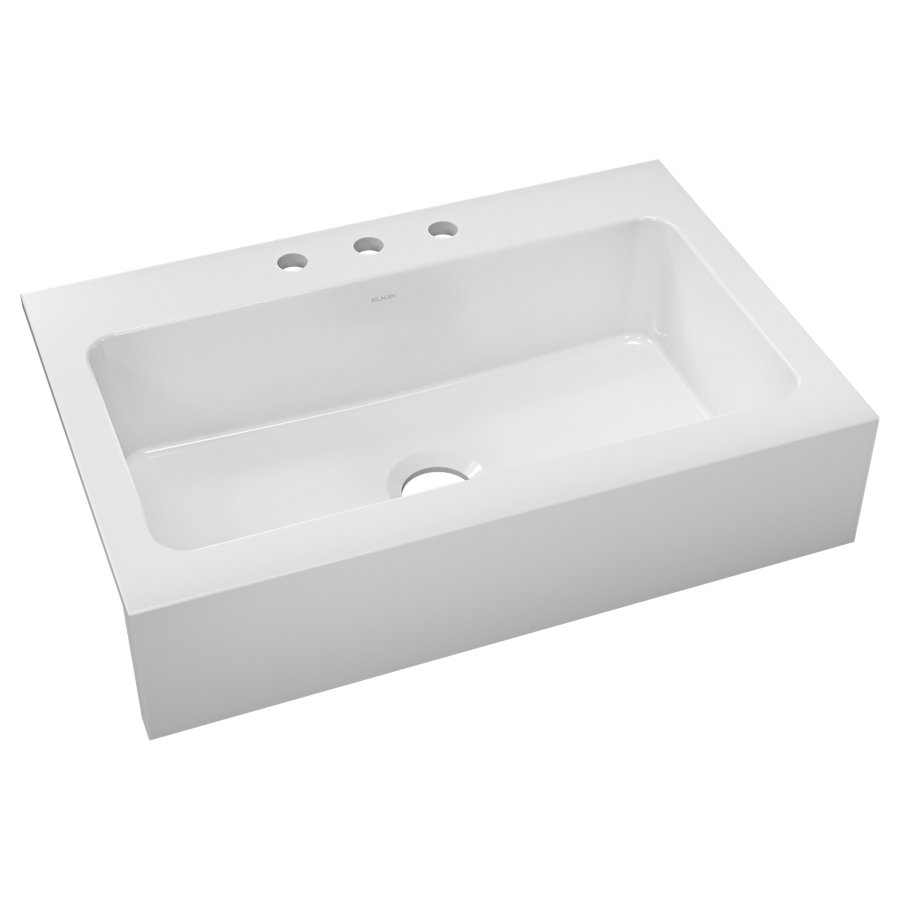Burnham™ Fireclay 34" x 22-1/2" x 8-1/2" 3-Hole Single Bowl Drop-In Farmhouse Sink White