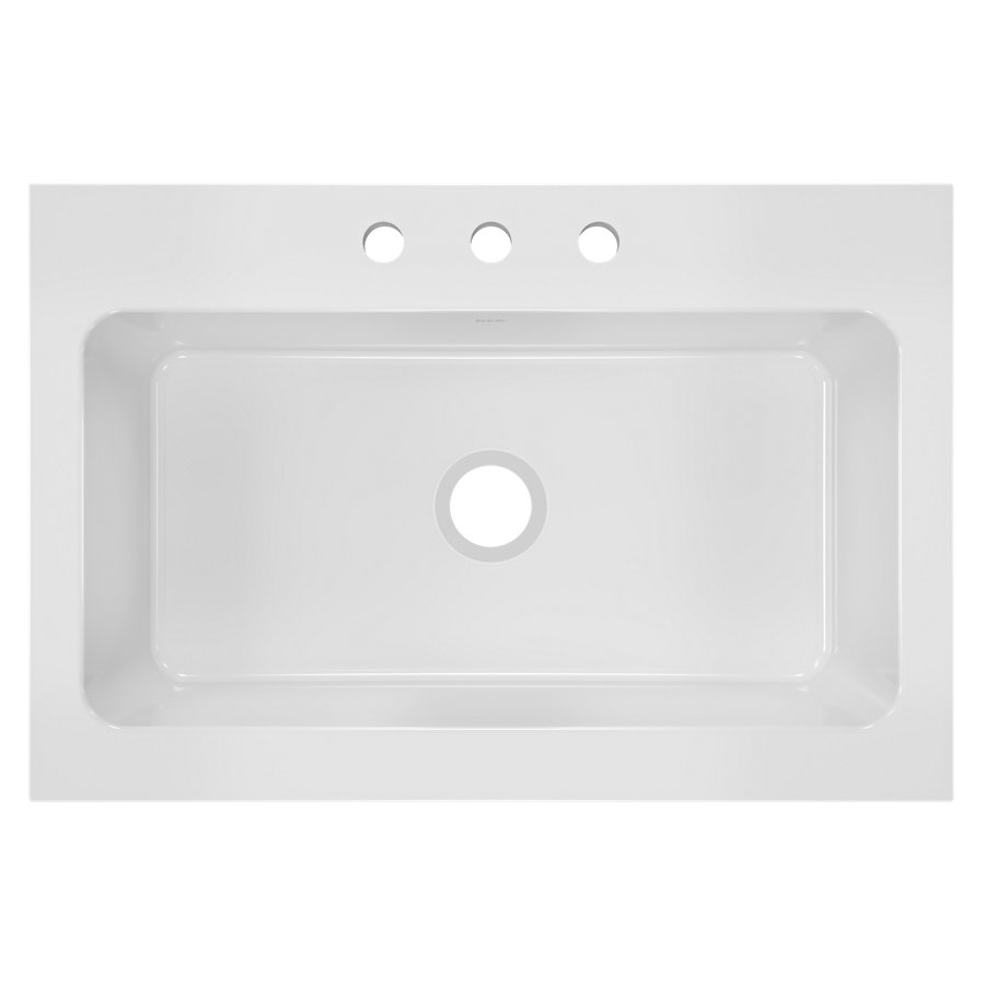 Burnham™ Fireclay 34" x 22-1/2" x 8-1/2" 3-Hole Single Bowl Drop-In Farmhouse Sink White