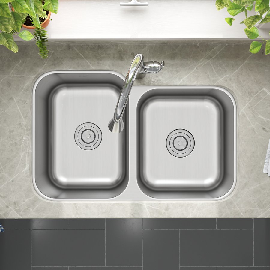 Stainless Steel 31-3/4" x 20-1/2" x 10" Double Bowl Undermount Sink