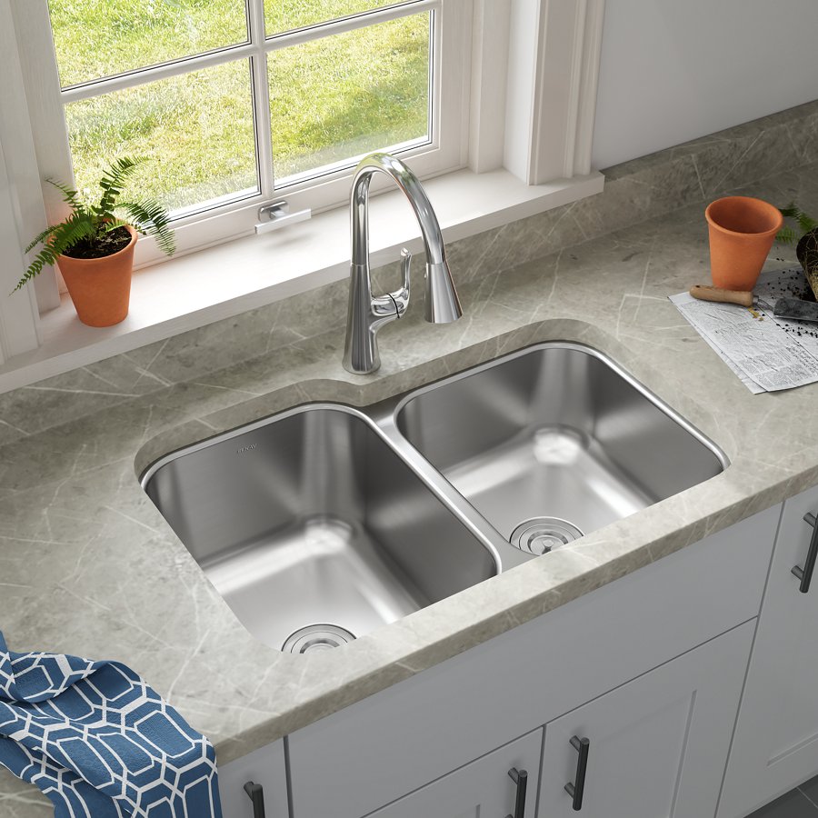 Stainless Steel 31-3/4" x 20-1/2" x 10" Double Bowl Undermount Sink