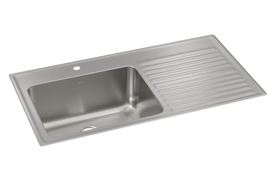 Lustertone® Classic Stainless Steel 43" x 22" x 10" Single Bowl Drop-in Sink w/Left Drainboard