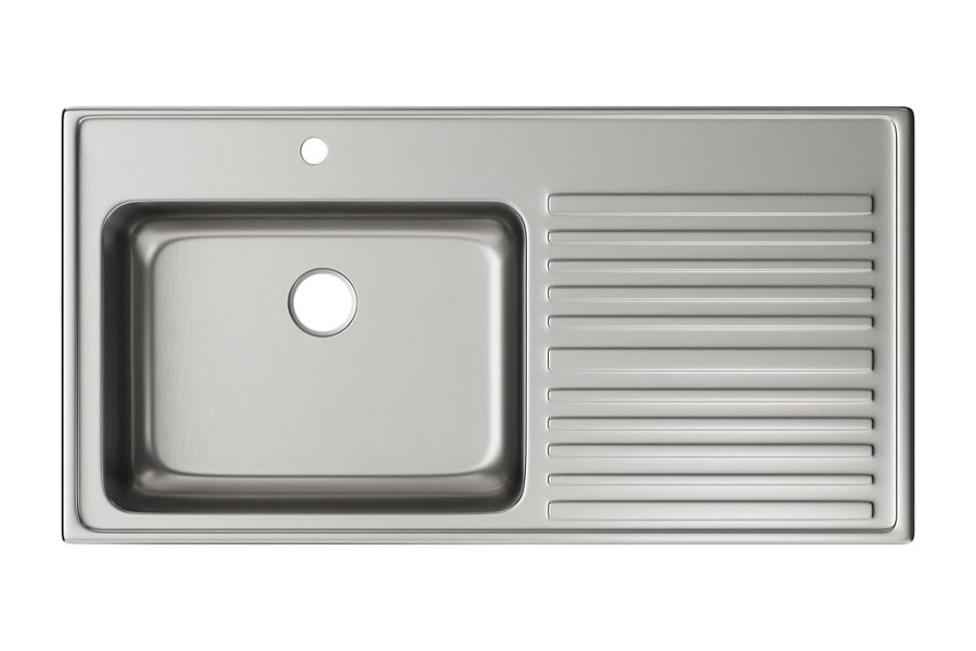Lustertone® Classic Stainless Steel 43" x 22" x 10" Single Bowl Drop-in Sink w/Left Drainboard