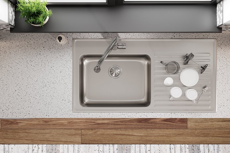 Lustertone® Classic Stainless Steel 43" x 22" x 10" Single Bowl Drop-in Sink w/Left Drainboard
