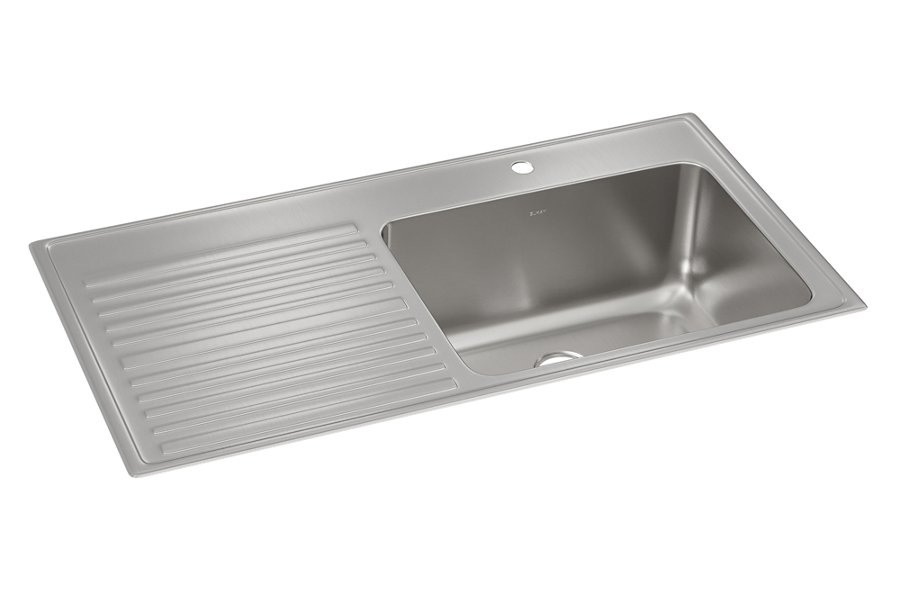 Lustertone® Classic Stainless Steel 43" x 22" x 10" Single Bowl Drop-in Sink w/Right Drainboard