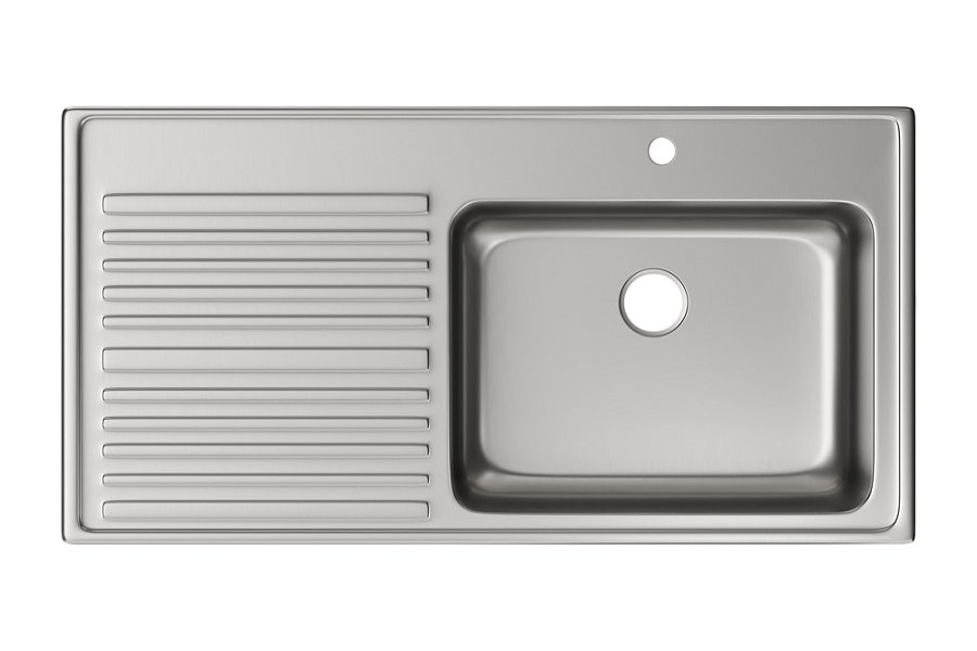 Lustertone® Classic Stainless Steel 43" x 22" x 10" Single Bowl Drop-in Sink w/Right Drainboard