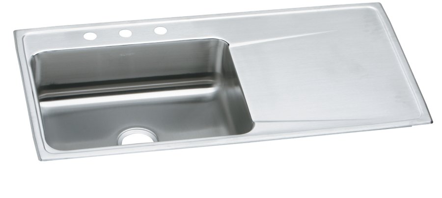 Lustertone® Classic Stainless Steel 43" x 22" x 7-5/8" Single Bowl Drop-in Sink w/Right Drainboard