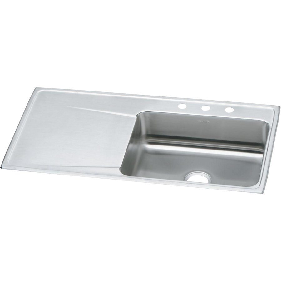 Lustertone® Classic Stainless Steel 43" x 22" x 7-5/8" Single Bowl Drop-in Sink w/Left Drainboard