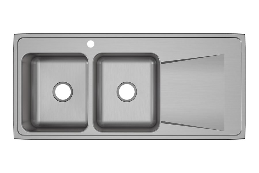 Lustertone® Classic Stainless Steel 48" x 22" x 7-5/8" Equal Double Bowl Drop-in Sink w/Left Drainboard