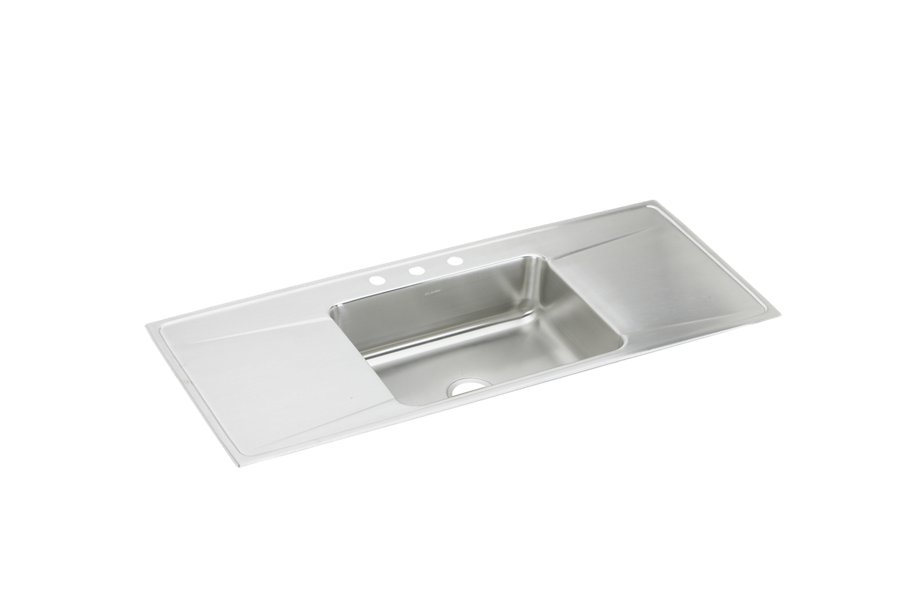 Lustertone® Classic Stainless Steel 54" x 22" x 7-5/8" Single Bowl Drop-in Sink w/Drainboard