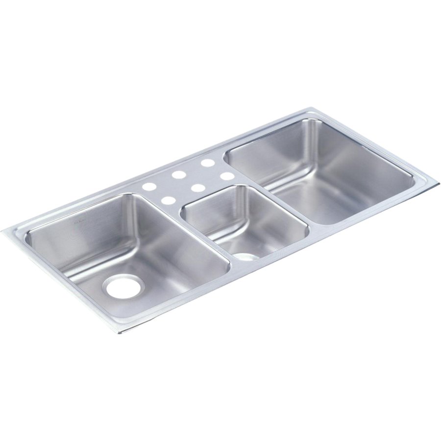 Lustertone® Classic Stainless Steel 43" x 22" x 7-7/8" Triple Bowl Drop-in Sink