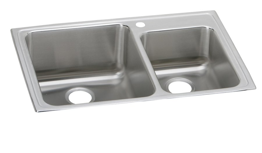Lustertone® Classic Stainless Steel 33" x 22" x 10" 60/40 Double Bowl Drop-in Sink