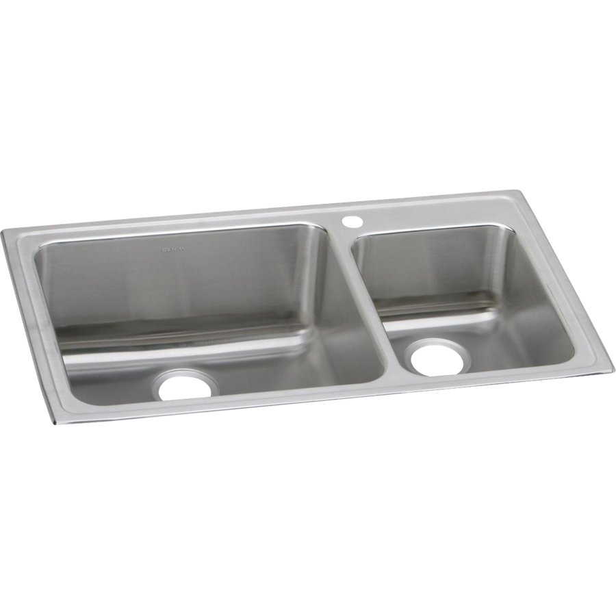 Lustertone® Classic Stainless Steel 37" x 22" x 10" 60/40 Double Bowl Drop-in Sink