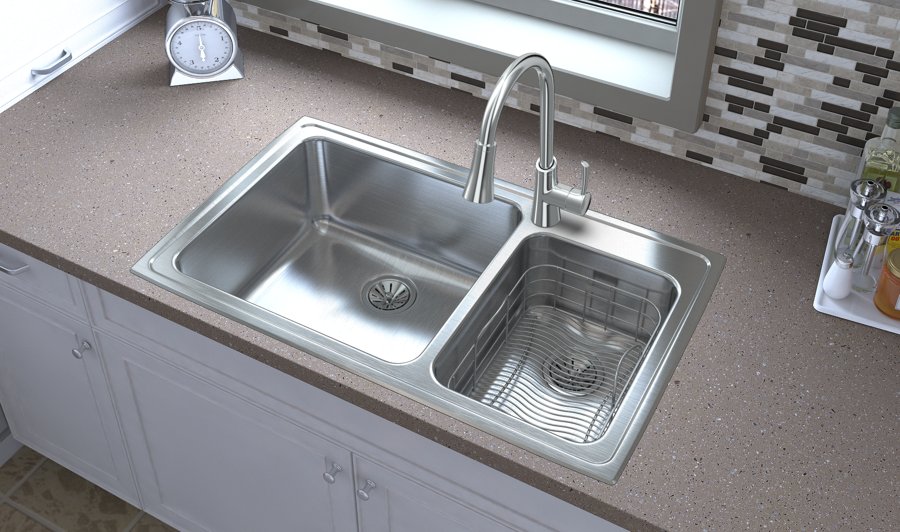 Lustertone® Classic Stainless Steel 37" x 22" x 10" 60/40 Double Bowl Drop-in Sink