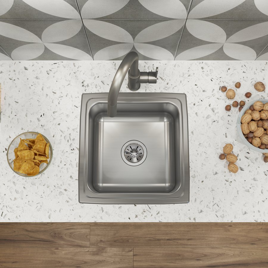 Lustertone® Classic Stainless Steel 17" x 17-1/2" x 7-5/8" Single Bowl Drop-in Sink