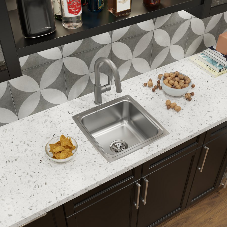 Lustertone® Classic Stainless Steel 17" x 17-1/2" x 7-5/8" Single Bowl Drop-in Sink