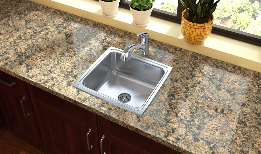 Lustertone® Classic Stainless Steel 19" x 18" x 7-5/8" Single Bowl Drop-in Sink with Perfect Drain®