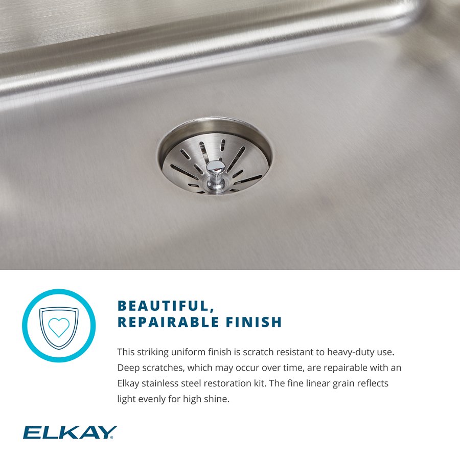 Lustertone® Classic Stainless Steel 25" x 19-1/2" x 6" 0-Hole Single Bowl Drop-in ADA Sink