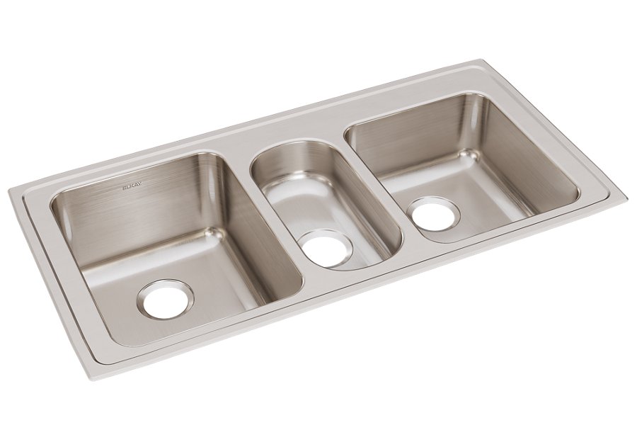 Lustertone® Classic Stainless Steel 43" x 22" x 10" Triple Bowl Drop-in Sink