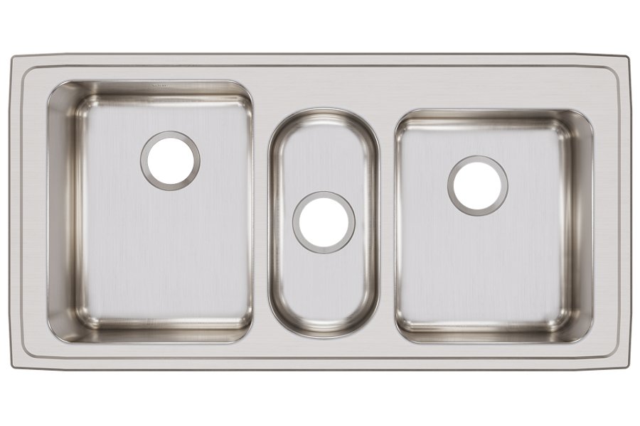 Lustertone® Classic Stainless Steel 43" x 22" x 10" Triple Bowl Drop-in Sink