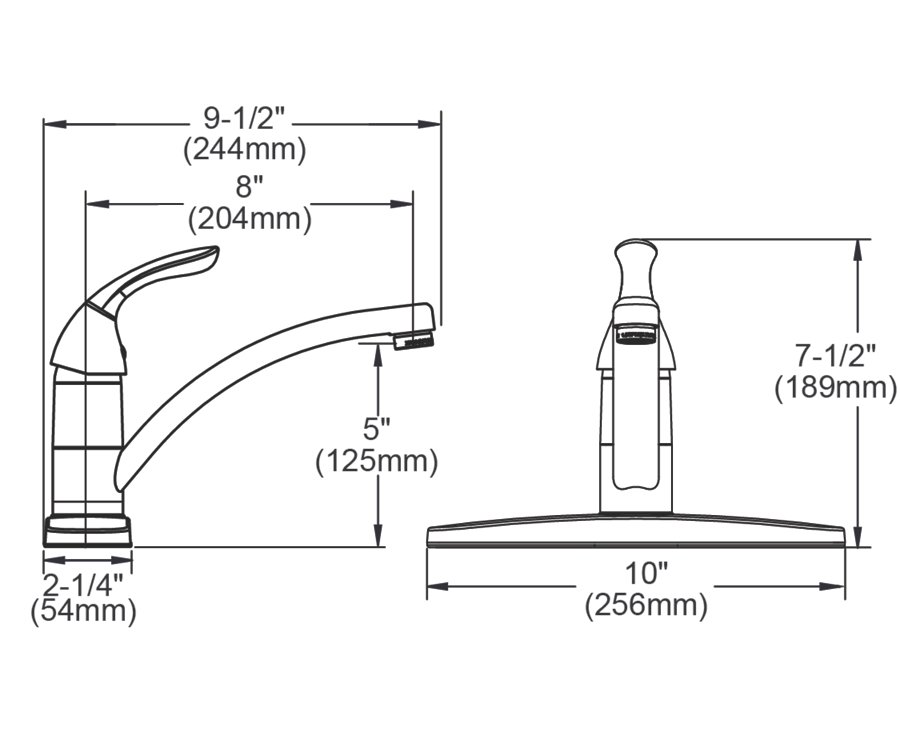 Everyday Three Hole Deck Mount Kitchen Faucet with Lever Handle and Deck Plate/Escutcheon Chrome