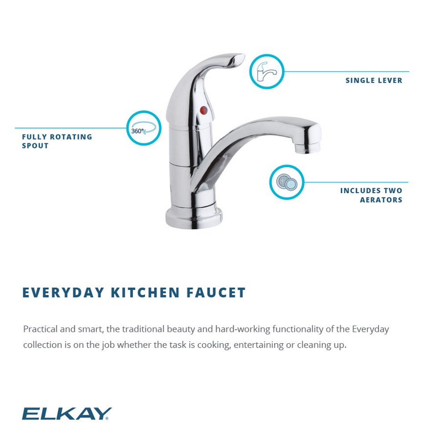 Everyday Single Hole Deck Mount Kitchen Faucet with Lever Handle Chrome