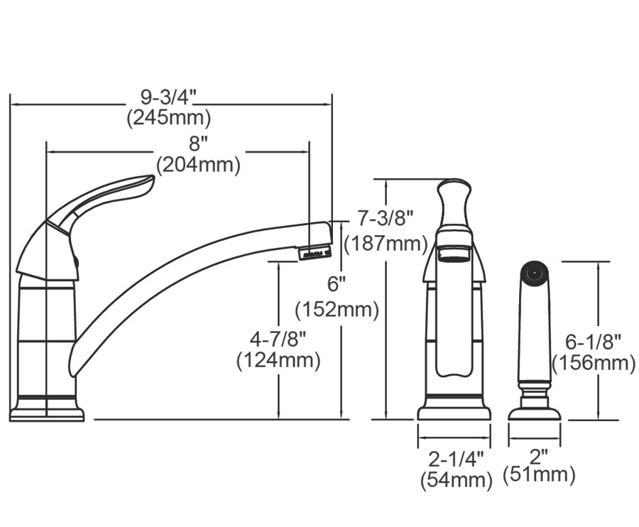 Everyday Two Hole Deck Mount Kitchen Faucet with Lever Handle and Side Spray Chrome