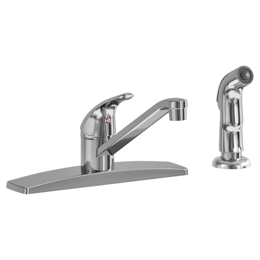 Everyday Three Hole Deck Mount Kitchen Faucet with Side Spray Chrome