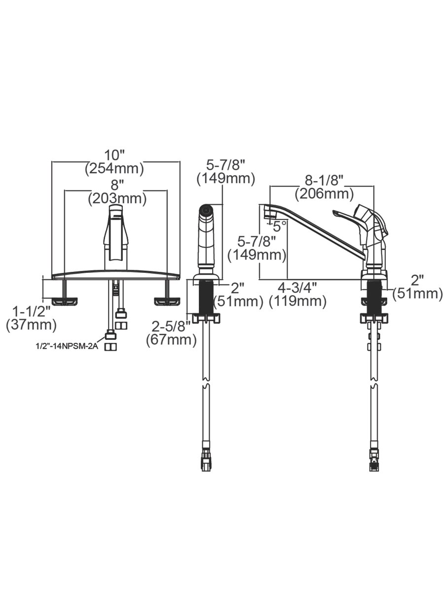 Everyday Three Hole Deck Mount Kitchen Faucet with Side Spray Chrome