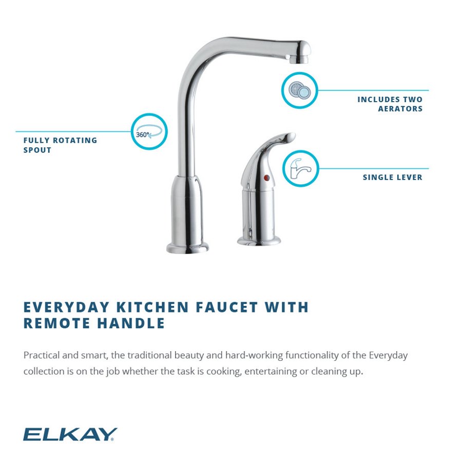 Everyday Kitchen Deck Mount Faucet with Remote Lever Handle Chrome