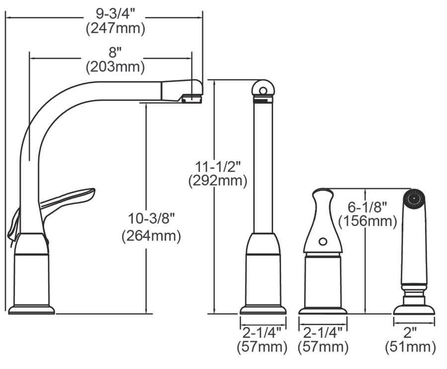 Everyday Kitchen Deck Mount Faucet with Remote Lever Handle and Side Spray Chrome