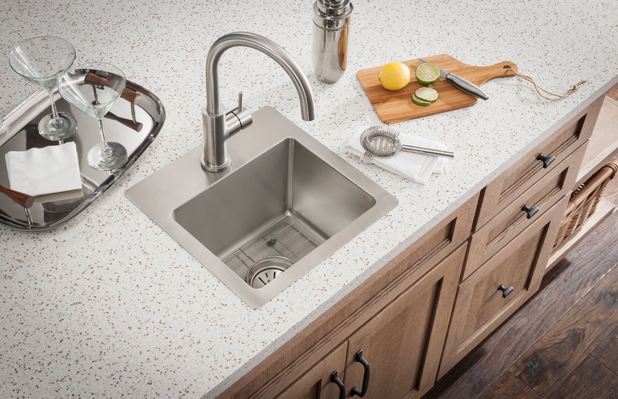Allure Single Hole Kitchen Faucet with Lever Handle Satin Stainless Steel