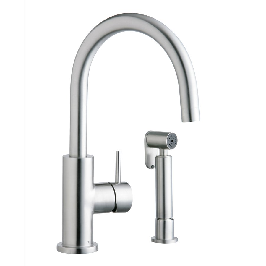 Allure Single Hole Kitchen Faucet with Lever Handle and Side Spray Satin Stainless Steel