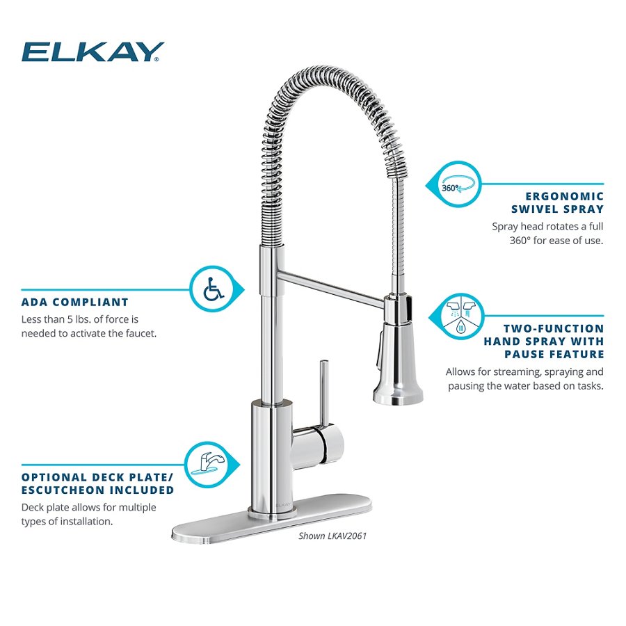 Avado® Single Hole Kitchen Faucet with Semi-professional Spout and Lever Handle