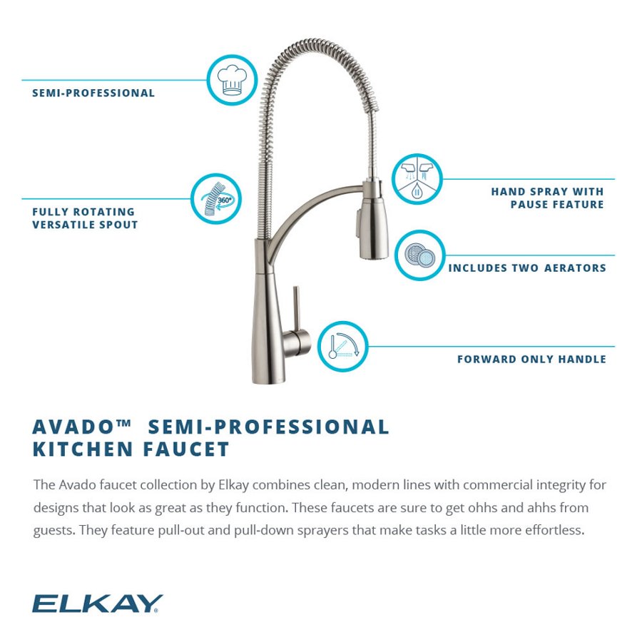 Avado® Single Hole Kitchen Faucet with Semi-professional Spout Forward Only Lever Handle