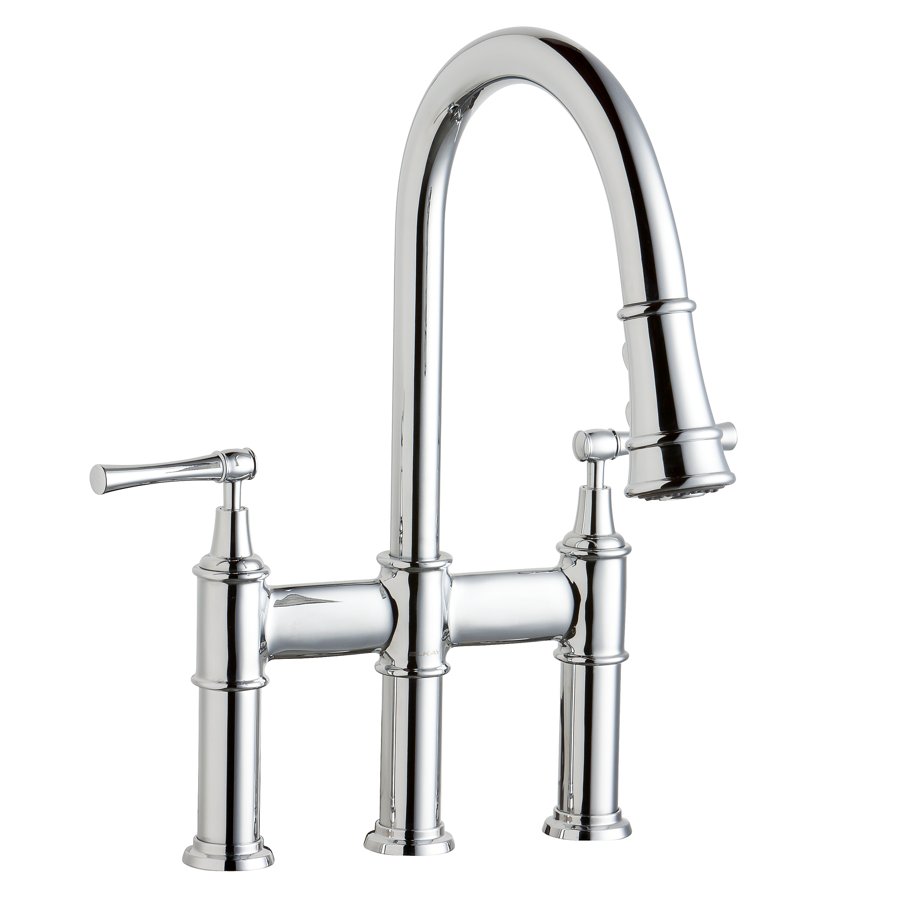 Explore™ Three Hole Bridge Faucet with Pull-down Spray and Lever Handles