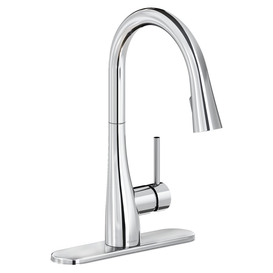 Gourmet Single Hole Kitchen Faucet with Pull-down Spray and Forward Only Lever Handle